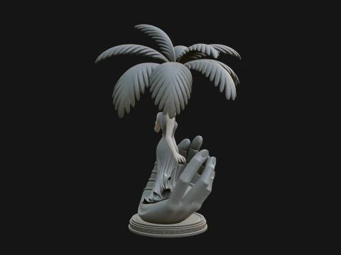 Hands Holding Palm Tree Statue Design 2 - 3D Print Model 3D Print Model