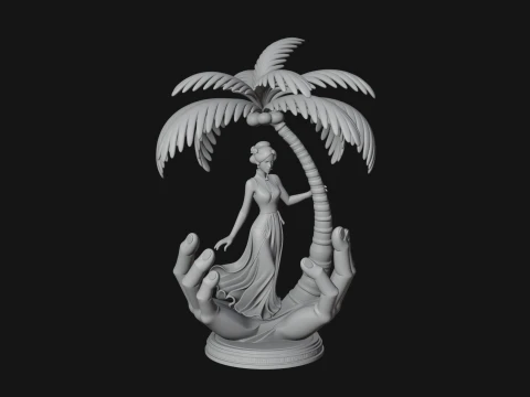 Hands Holding Palm Tree Statue Design 2 - 3D Print Model 3D Print Model