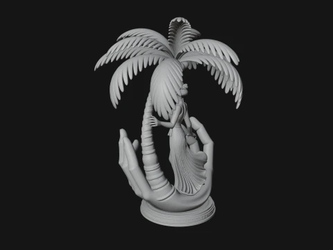 Hands Holding Palm Tree Statue Design 2 - 3D Print Model 3D Print Model