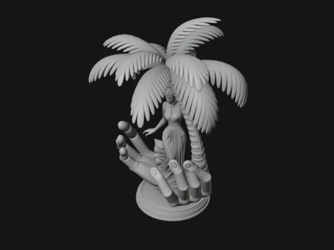 Hands Holding Palm Tree Statue Design 2 - 3D Print Model 3D Print Model