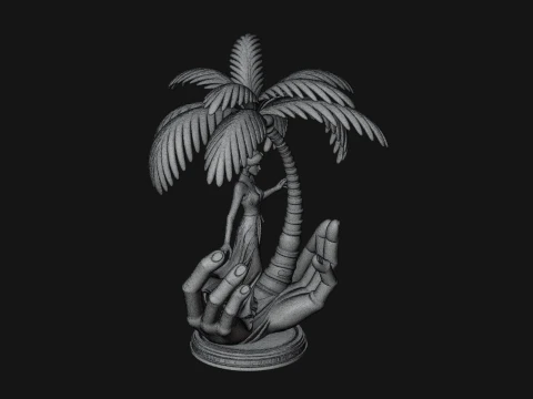 Hands Holding Palm Tree Statue Design 2 - 3D Print Model 3D Print Model