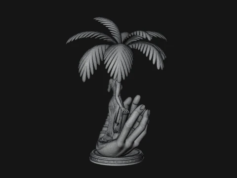Hands Holding Palm Tree Statue Design 2 - 3D Print Model 3D Print Model