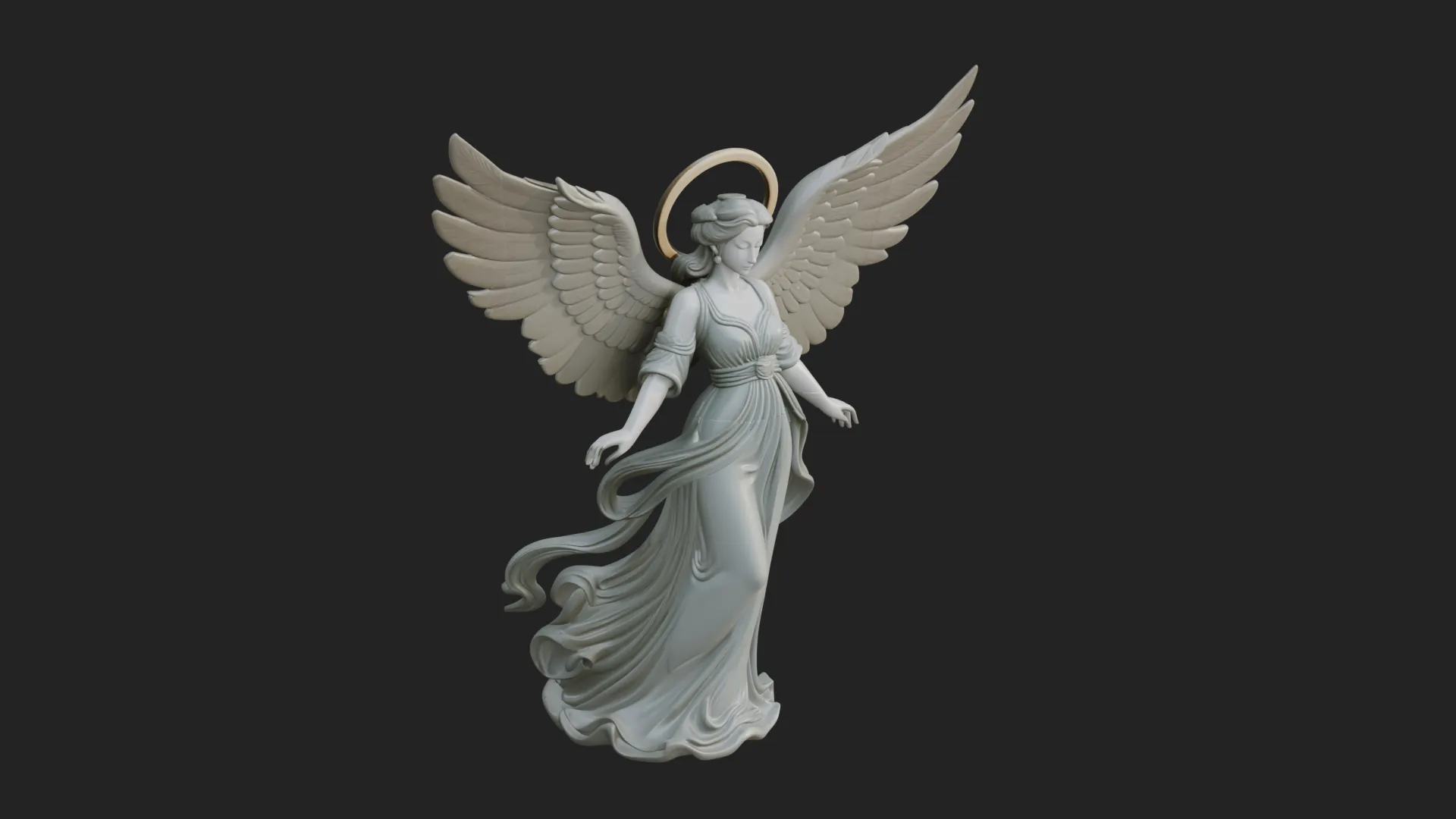 Winged Angel Woman Statue Design 2 - 3D Print Model 3D Print Model .c4d .max .obj .3ds .fbx .stl .blend