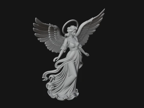 Winged Angel Woman Statue Design 2 - 3D Print Model 3D Print Model