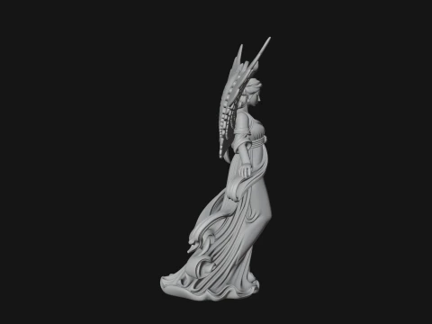 Winged Angel Woman Statue Design 2 - 3D Print Model 3D Print Model