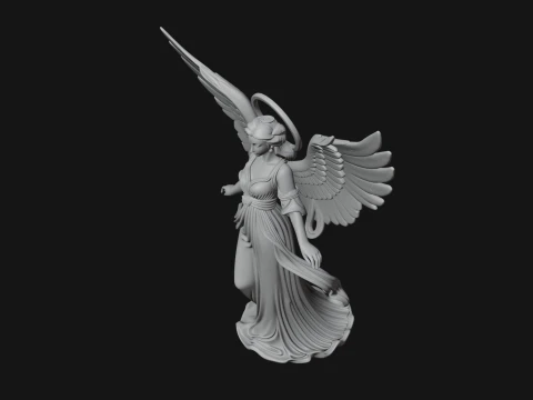 Winged Angel Woman Statue Design 2 - 3D Print Model 3D Print Model