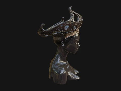 African Queen Bust Statue Design 1 - 3D Print Model 3D Print Model