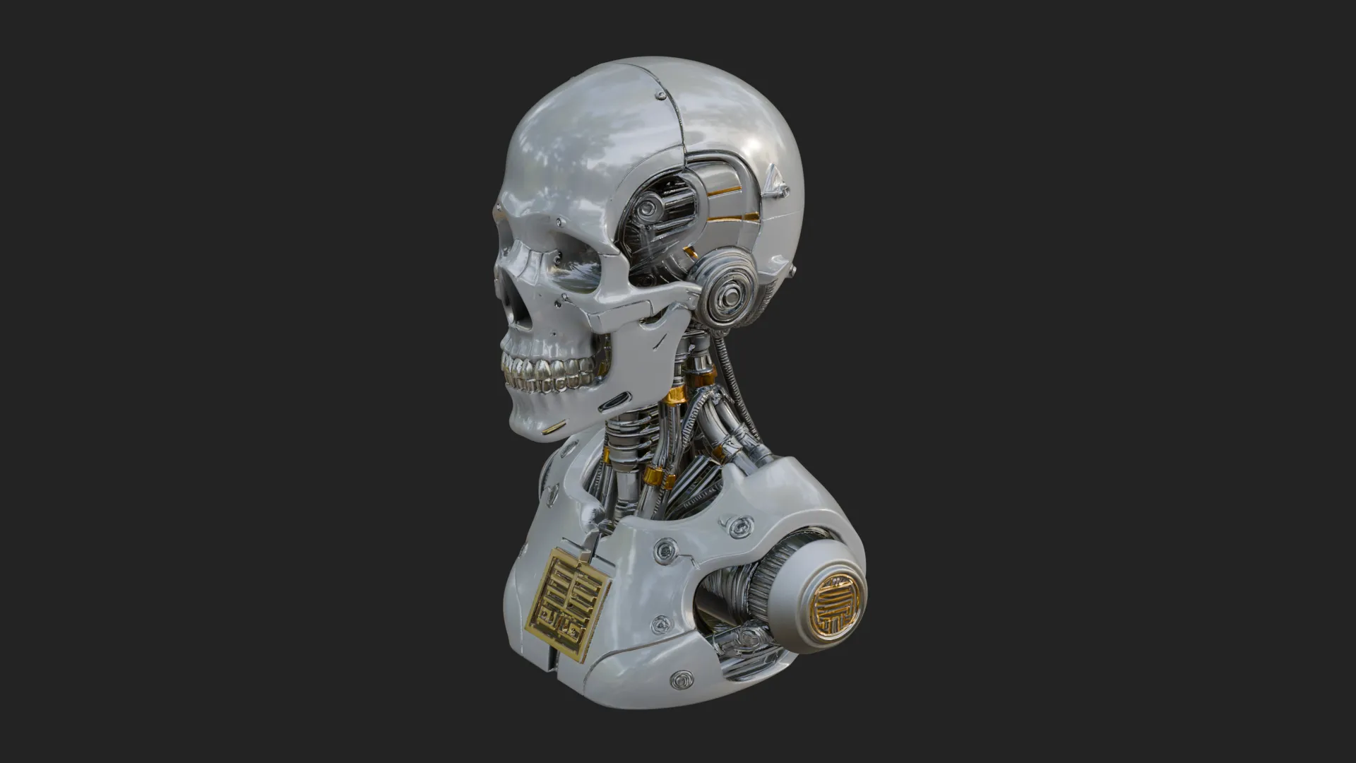 Cyborg Skull Bust Statue Design 3 - 3D Print Model 3D Print Model .c4d .max .obj .3ds .fbx .stl .blend 