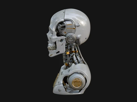 Cyborg Skull Bust Statue Design 3 - 3D Print Model 3D Print Model
