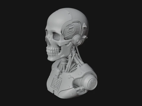 Cyborg Skull Bust Statue Design 3 - 3D Print Model 3D Print Model