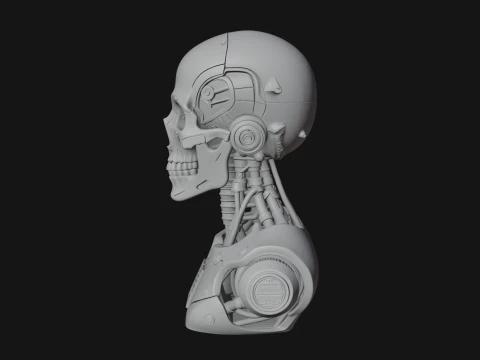 Cyborg Skull Bust Statue Design 3 - 3D Print Model 3D Print Model