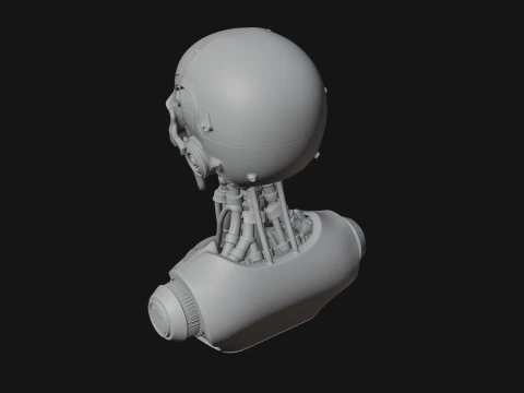 Cyborg Skull Bust Statue Design 3 - 3D Print Model 3D Print Model