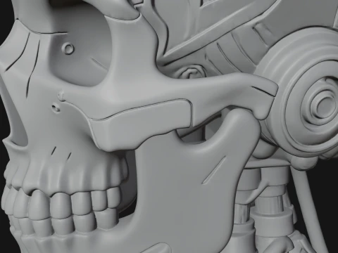 Cyborg Skull Bust Statue Design 3 - 3D Print Model 3D Print Model