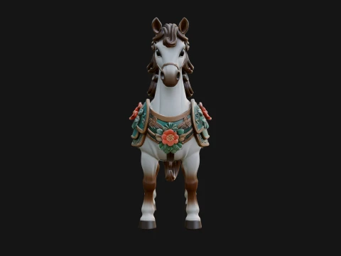 Floral Chibi Horse Statue Design 1 - 3D Print Model 3D Print Model