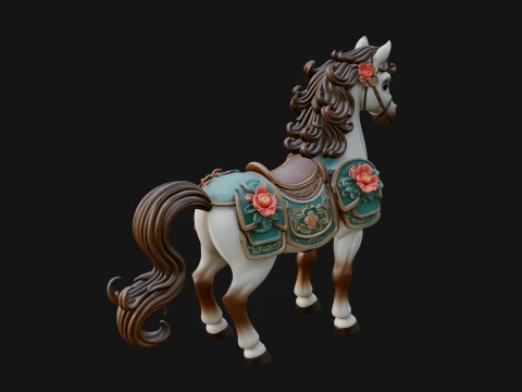 Floral Chibi Horse Statue Design 1 - 3D Print Model 3D Print Model