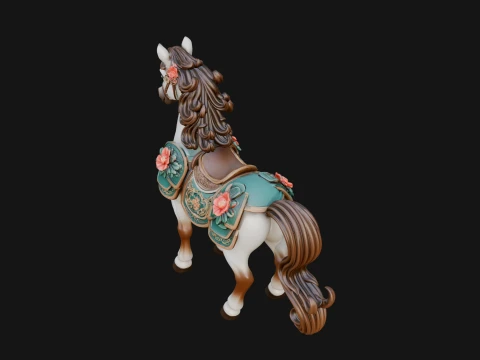 Floral Chibi Horse Statue Design 1 - 3D Print Model 3D Print Model