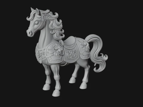 Floral Chibi Horse Statue Design 1 - 3D Print Model 3D Print Model