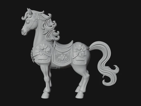 Floral Chibi Horse Statue Design 1 - 3D Print Model 3D Print Model