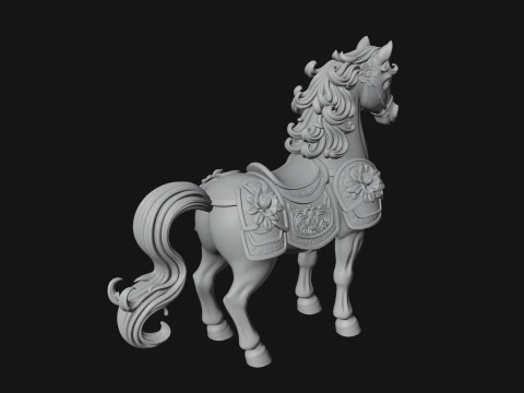Floral Chibi Horse Statue Design 1 - 3D Print Model 3D Print Model