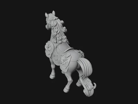 Floral Chibi Horse Statue Design 1 - 3D Print Model 3D Print Model