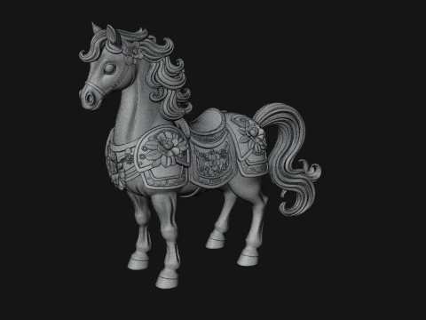 Floral Chibi Horse Statue Design 1 - 3D Print Model 3D Print Model