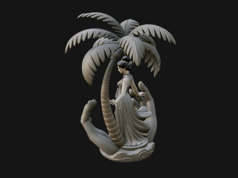 Hands Holding Palm Tree Statue Design 3 - 3D Print Model 3D Print Model