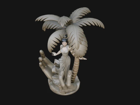 Hands Holding Palm Tree Statue Design 3 - 3D Print Model 3D Print Model