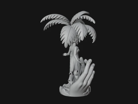 Hands Holding Palm Tree Statue Design 3 - 3D Print Model 3D Print Model