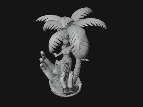Hands Holding Palm Tree Statue Design 3 - 3D Print Model 3D Print Model