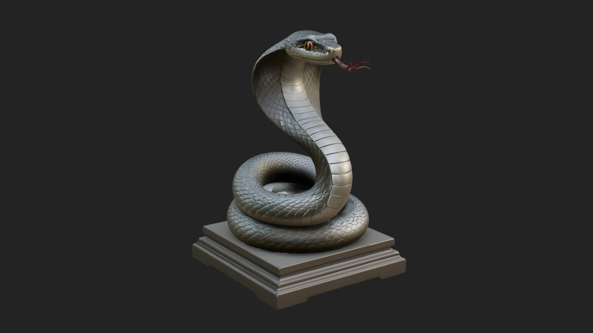 Cobra on Pedestal Statue Design 2 - 3D Print Model 3D Print Model .c4d .max .obj .3ds .fbx .stl .blend 