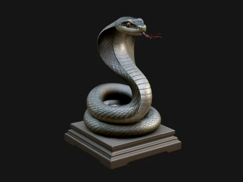 Cobra on Pedestal Statue Design 2 - 3D Print Model 3D Print Model