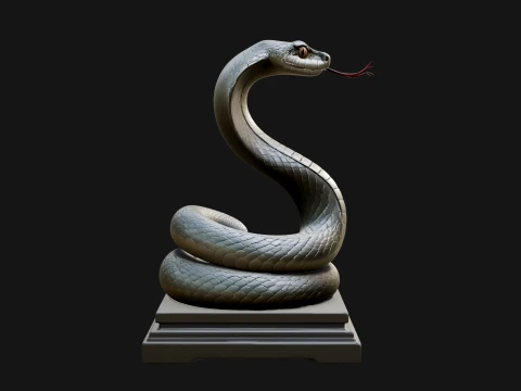 Cobra on Pedestal Statue Design 2 - 3D Print Model 3D Print Model