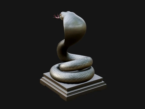 Cobra on Pedestal Statue Design 2 - 3D Print Model 3D Print Model