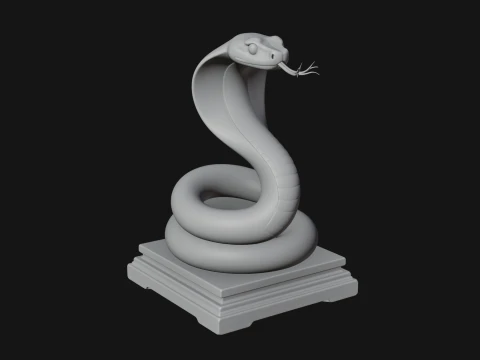 Cobra on Pedestal Statue Design 2 - 3D Print Model 3D Print Model