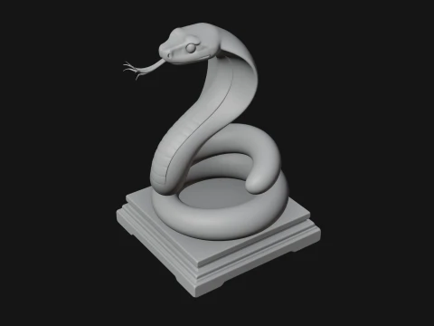 Cobra on Pedestal Statue Design 2 - 3D Print Model 3D Print Model
