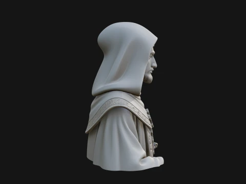Hooded Monk Bust Statue Design 2 - 3D Print Model 3D Print Model