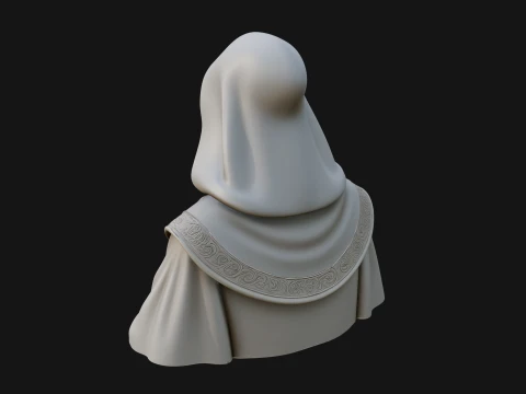 Hooded Monk Bust Statue Design 2 - 3D Print Model 3D Print Model