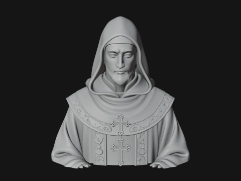 Hooded Monk Bust Statue Design 2 - 3D Print Model 3D Print Model