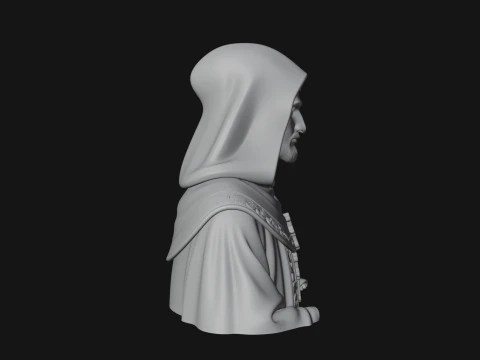 Hooded Monk Bust Statue Design 2 - 3D Print Model 3D Print Model