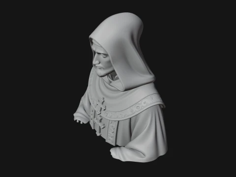 Hooded Monk Bust Statue Design 2 - 3D Print Model 3D Print Model