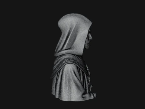Hooded Monk Bust Statue Design 2 - 3D Print Model 3D Print Model