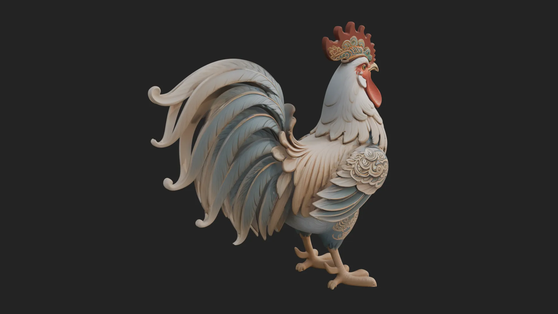 Ornate Rooster Statue Design 2 - 3D Print Model 3D Print Model .c4d .max .obj .3ds .fbx .stl .blend 