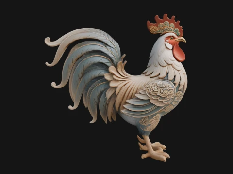 Ornate Rooster Statue Design 2 - 3D Print Model 3D Print Model