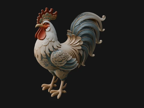 Ornate Rooster Statue Design 2 - 3D Print Model 3D Print Model