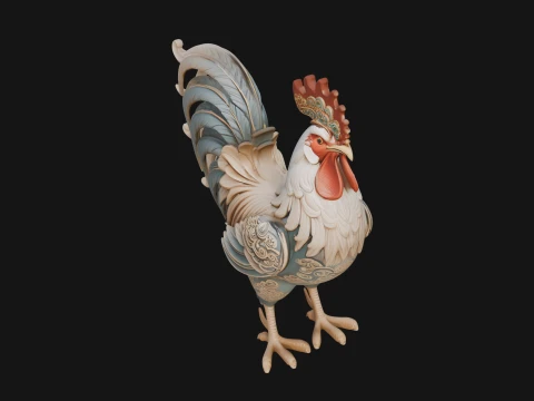 Ornate Rooster Statue Design 2 - 3D Print Model 3D Print Model