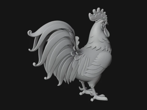 Ornate Rooster Statue Design 2 - 3D Print Model 3D Print Model