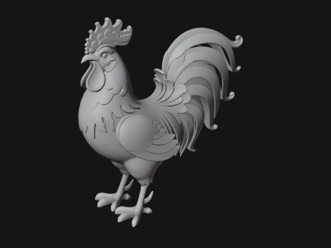 Ornate Rooster Statue Design 2 - 3D Print Model 3D Print Model