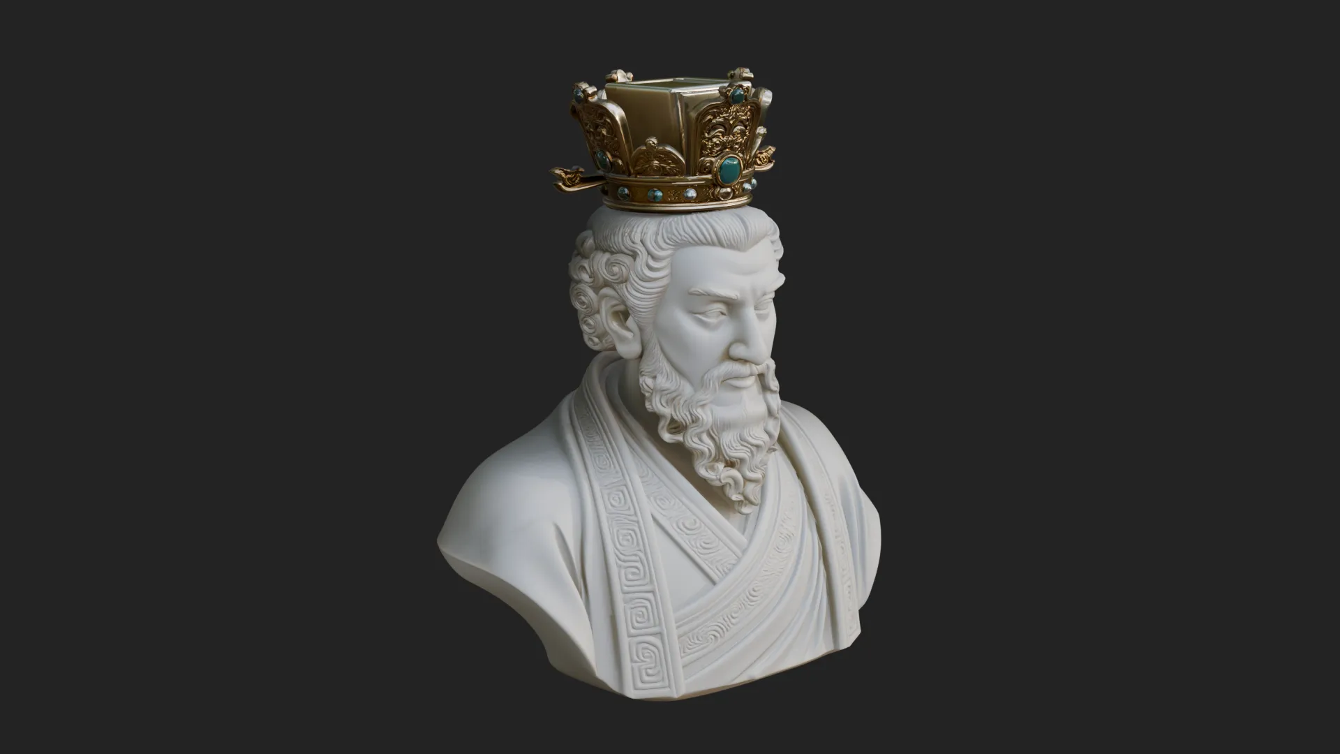 Crowned Philosopher Bust Statue Design 1 - 3D Print Model 3D Print Model .c4d .max .obj .3ds .fbx .stl .blend 