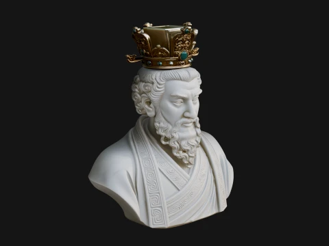 Crowned Philosopher Bust Statue Design 1 - 3D Print Model 3D Print Model
