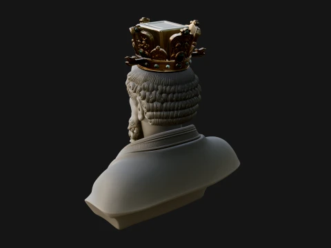 Crowned Philosopher Bust Statue Design 1 - 3D Print Model 3D Print Model